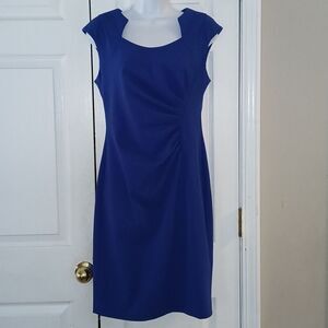Calvin Klein Royal Blue Cap-Sleeve Side-Ruche Sheath Dress Sz 6 NWOT